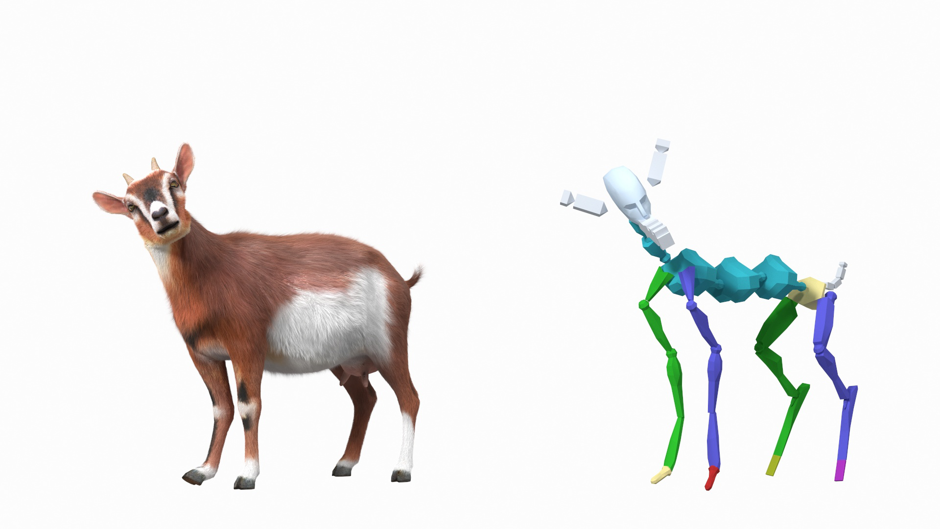 Dairy Goat Brown Rigged Fur 3D