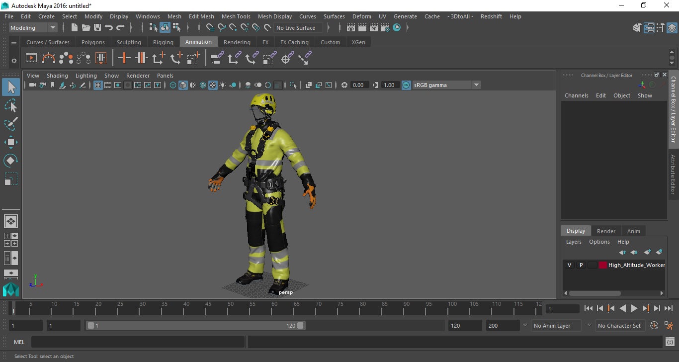 3D model High Altitude Worker Full Equipment