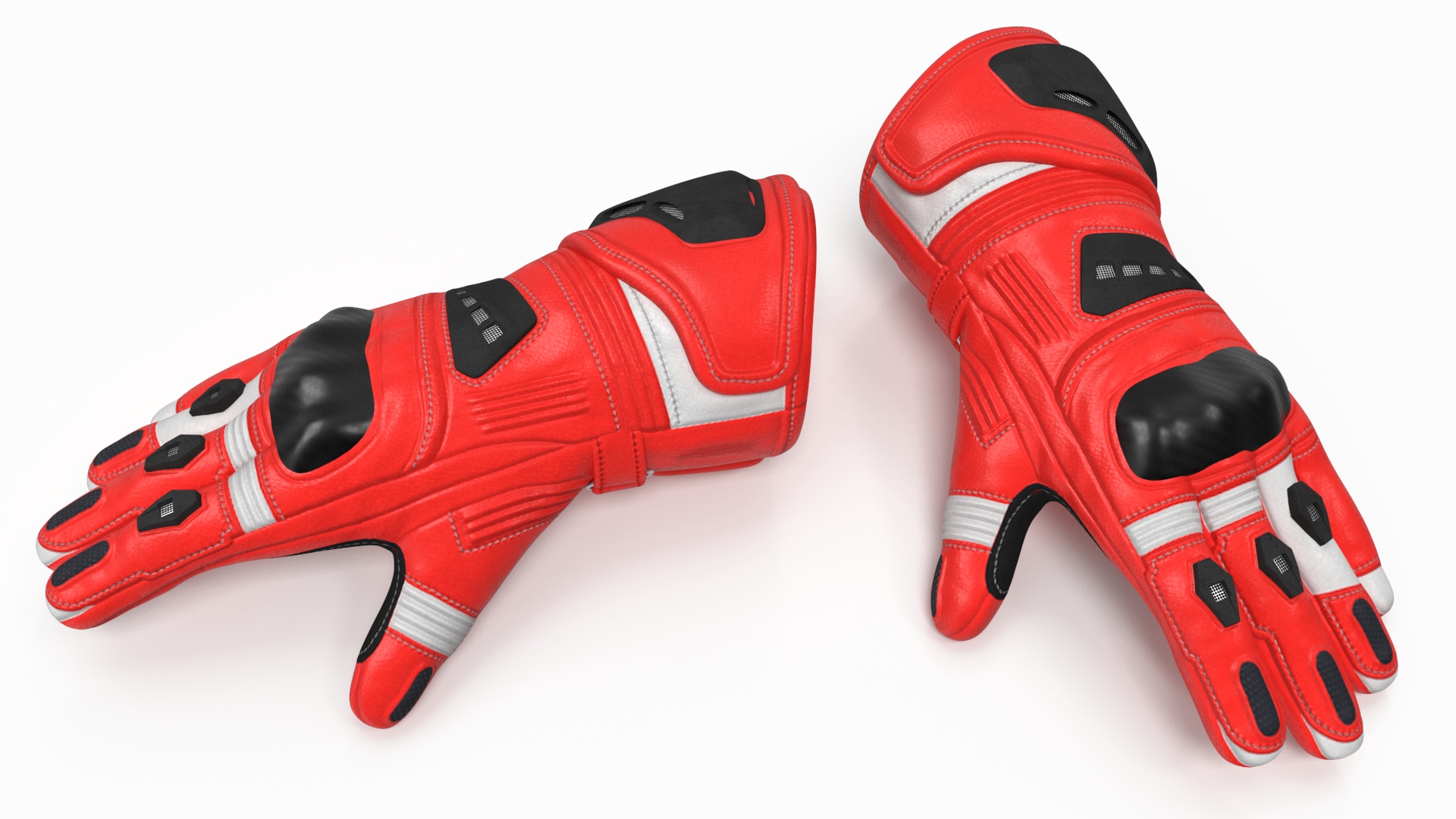 3D Protective Riding Gloves Red model