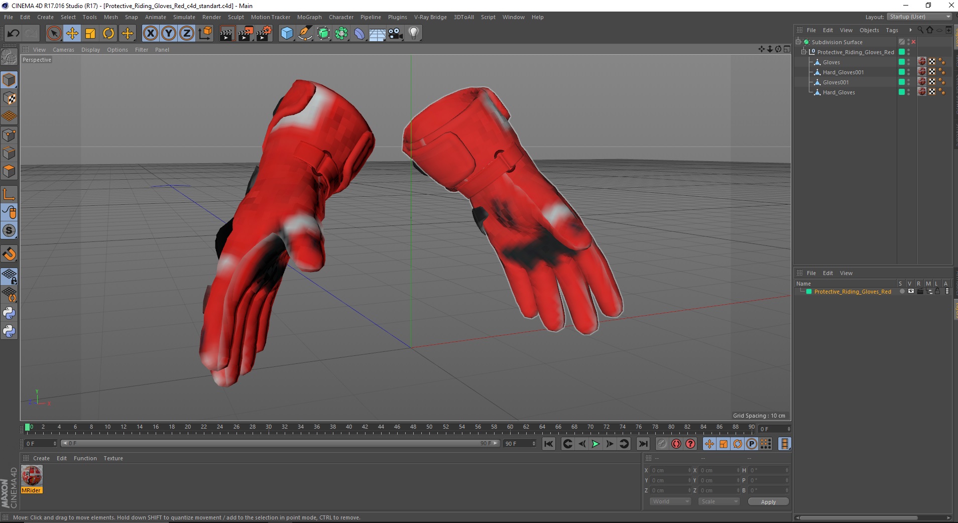 3D Protective Riding Gloves Red model