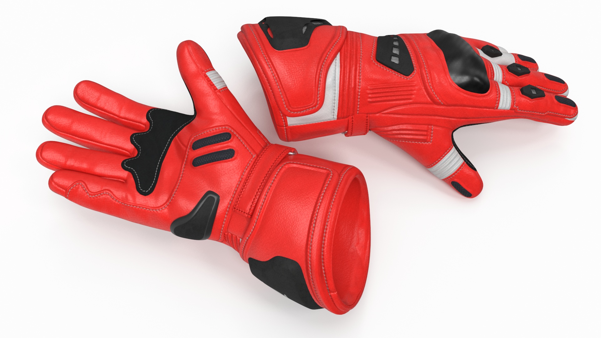 3D Protective Riding Gloves Red model