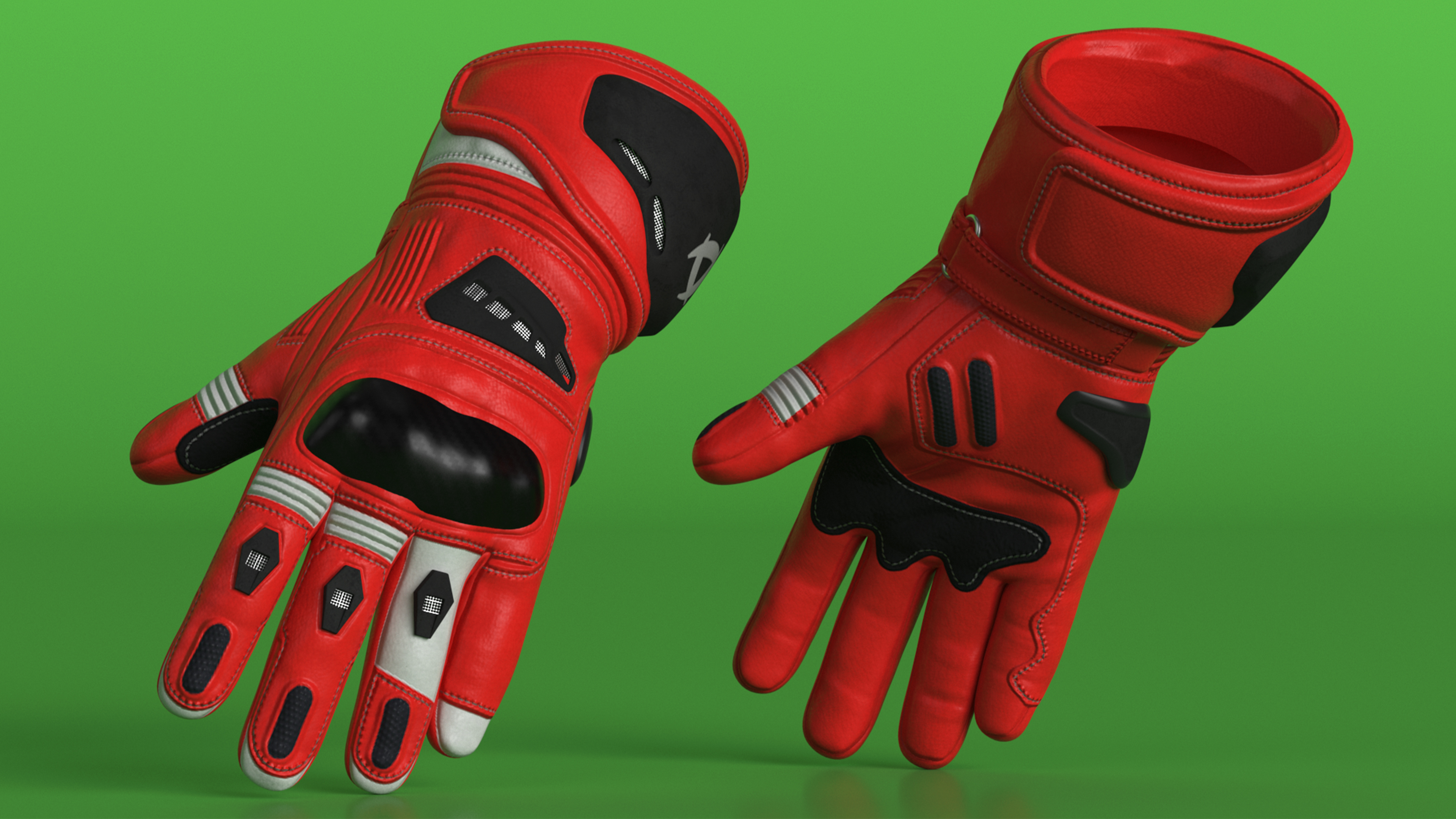 3D Protective Riding Gloves Red model