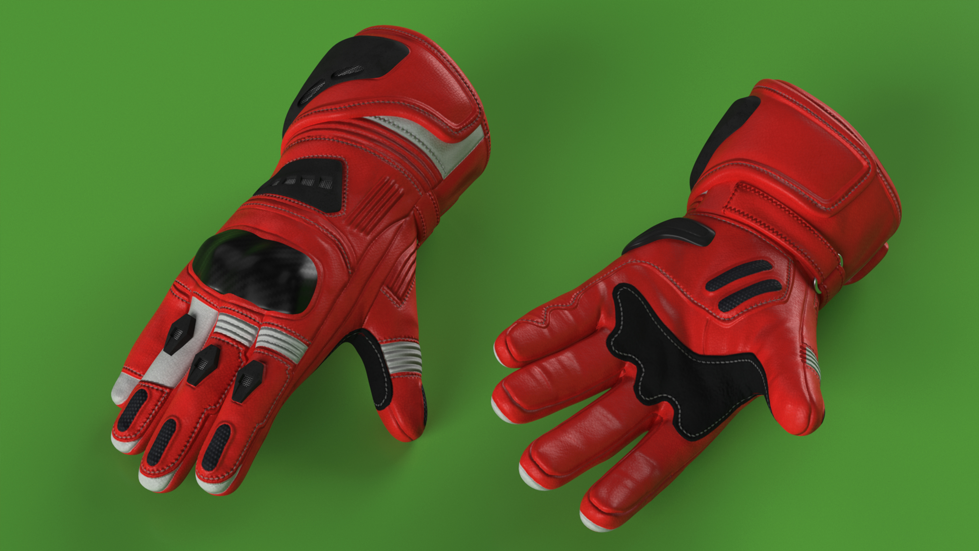 3D Protective Riding Gloves Red model