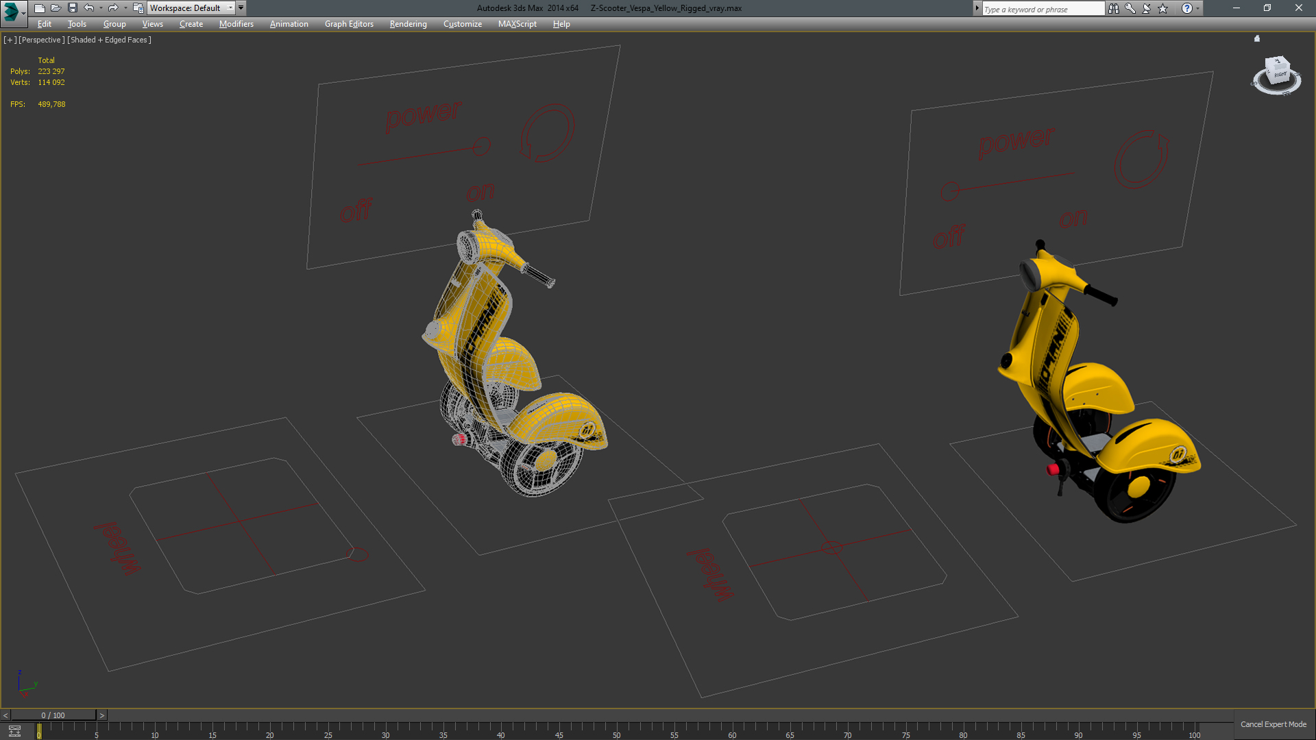Z-Scooter Vespa Yellow Rigged 3D model
