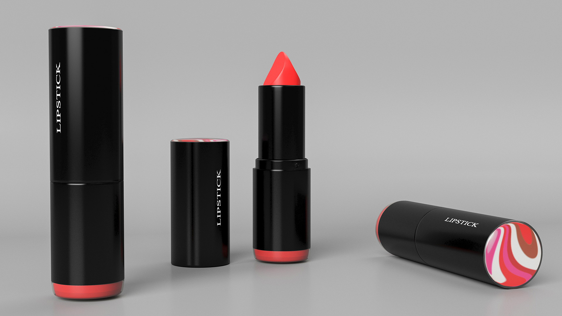 3D Round Lipstick Red model