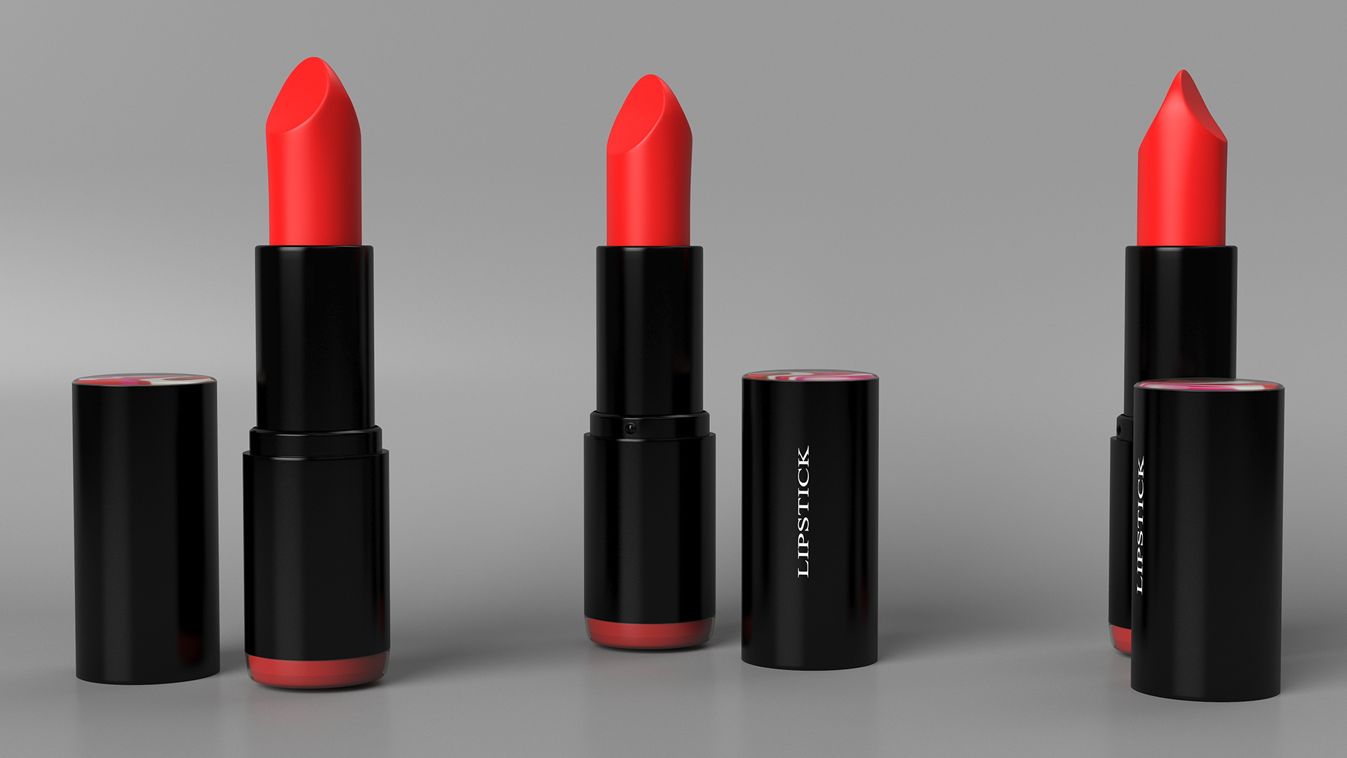 3D Round Lipstick Red model