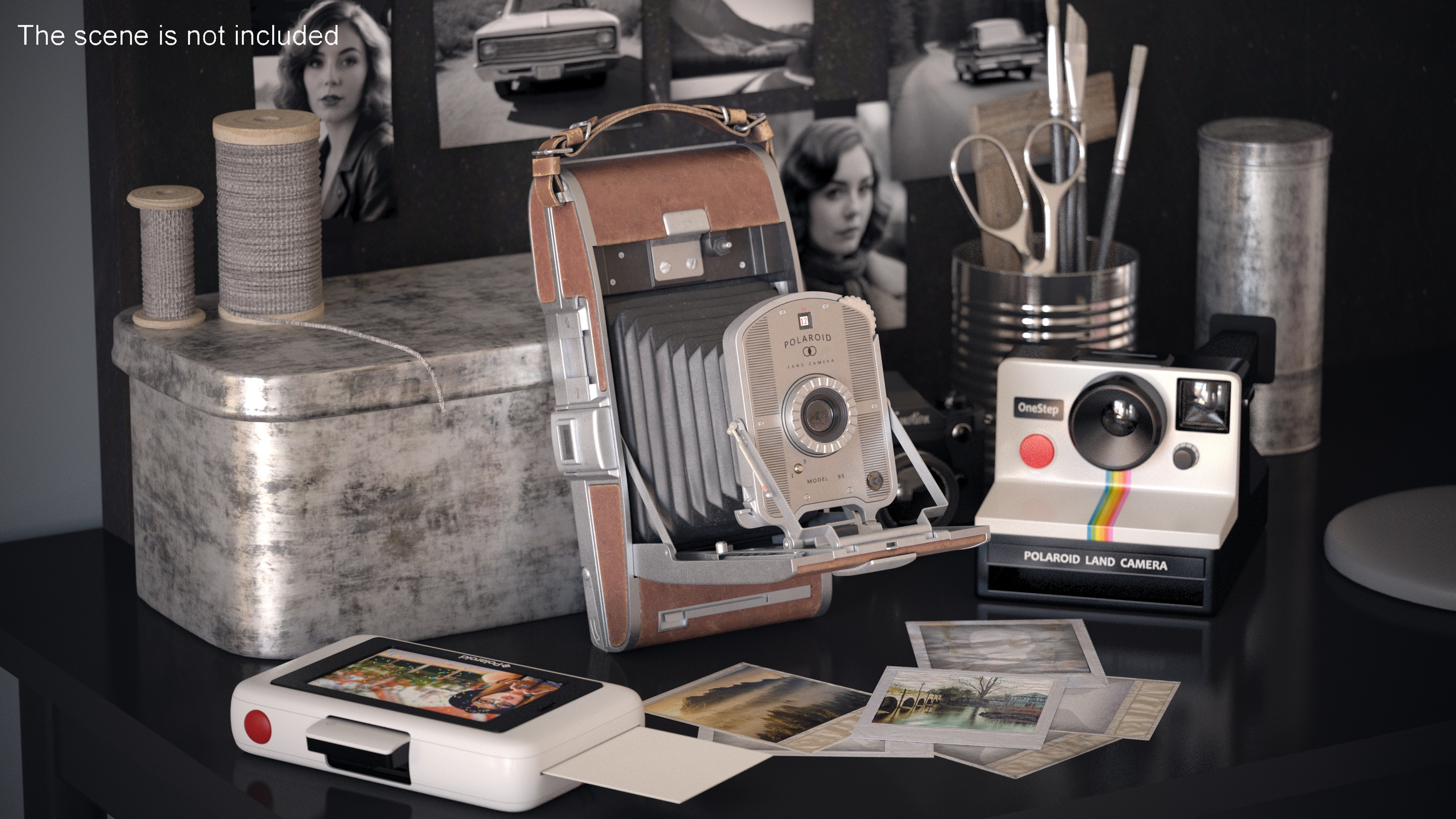 3D Vintage Polaroid Camera Model 95 Old