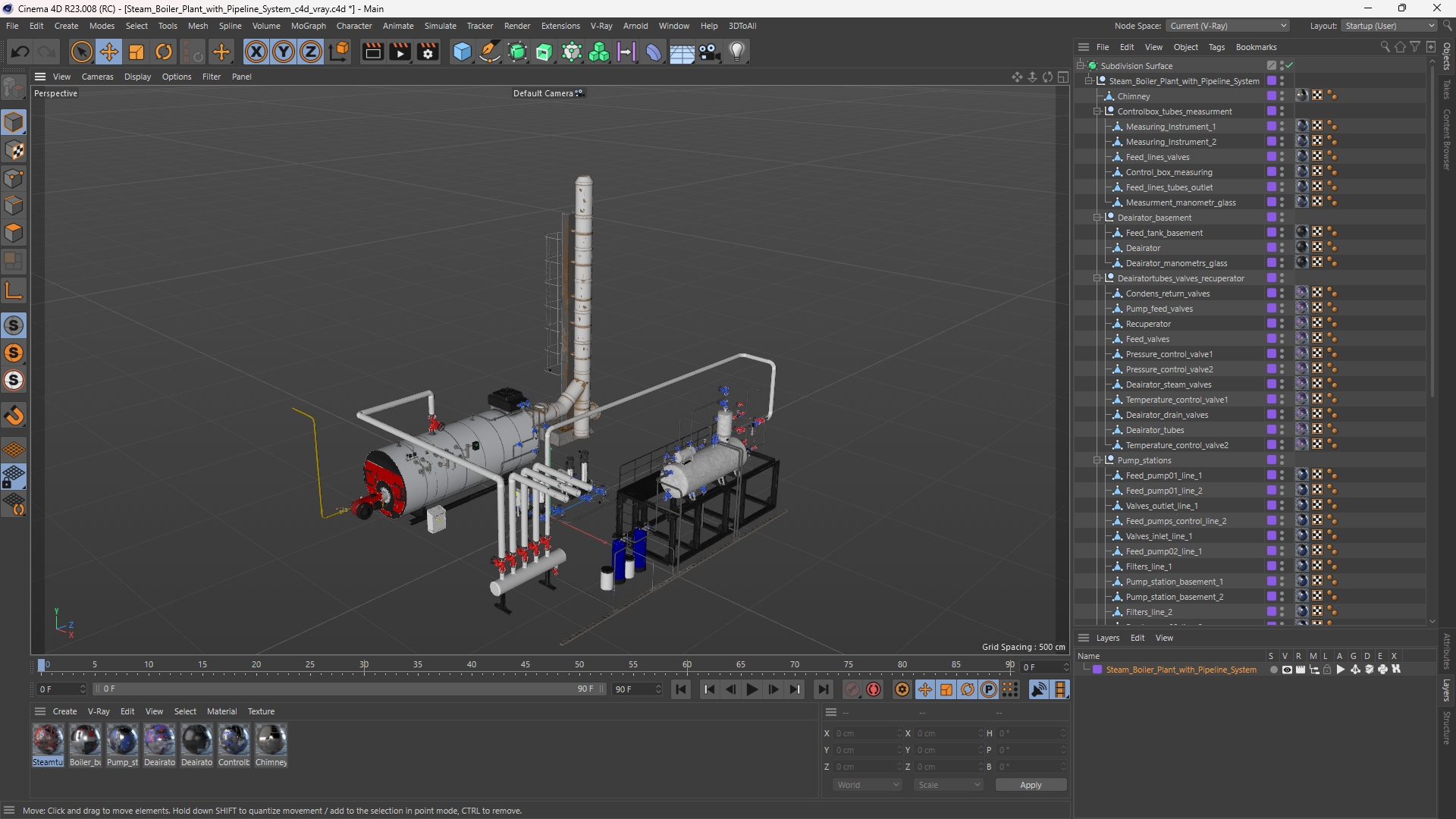 Steam Boiler Plant with Pipeline System - view 12