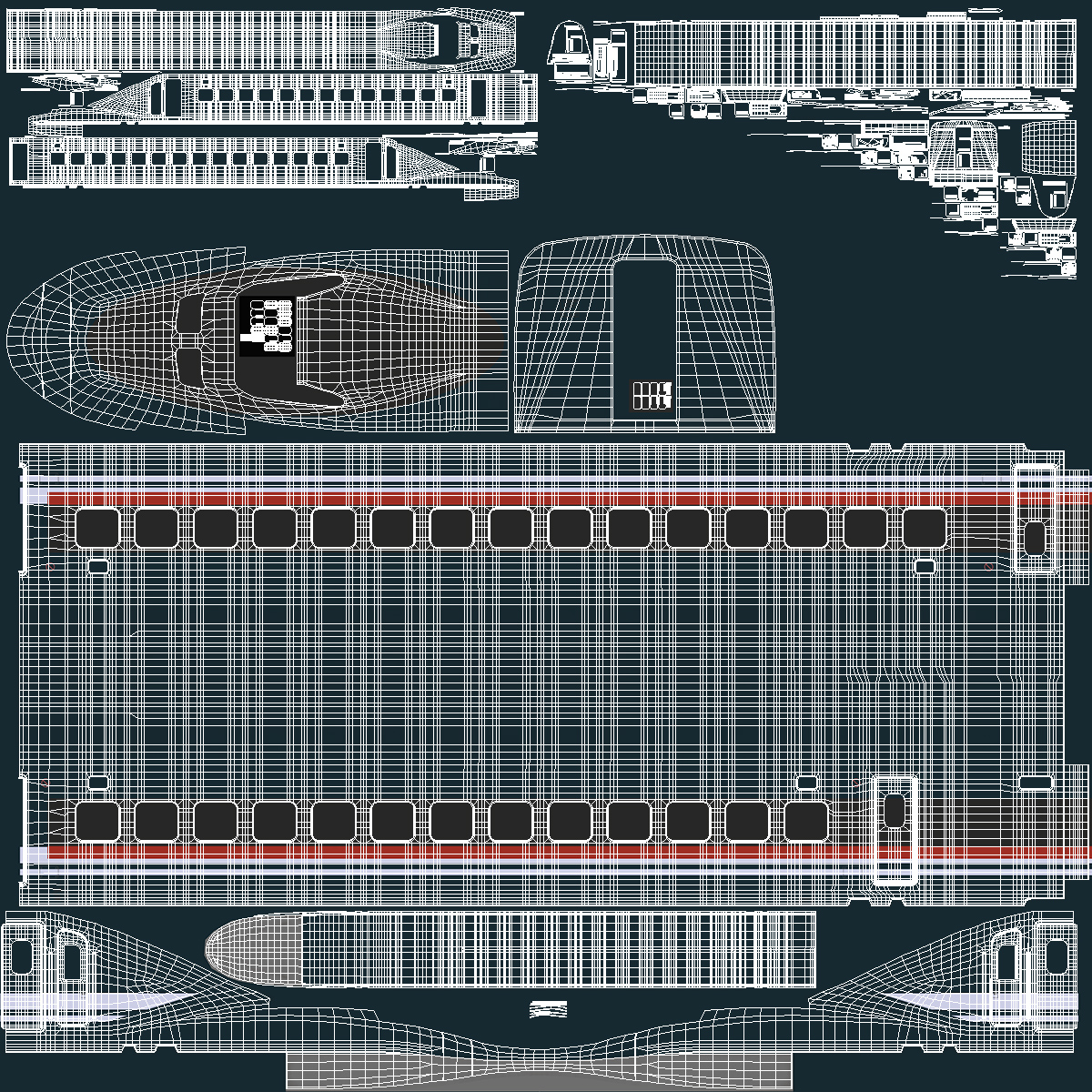High Speed Bullet Train Rigged for Maya 3D model