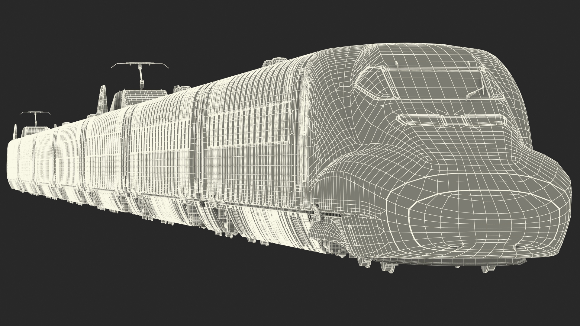 High Speed Bullet Train Rigged for Maya 3D model