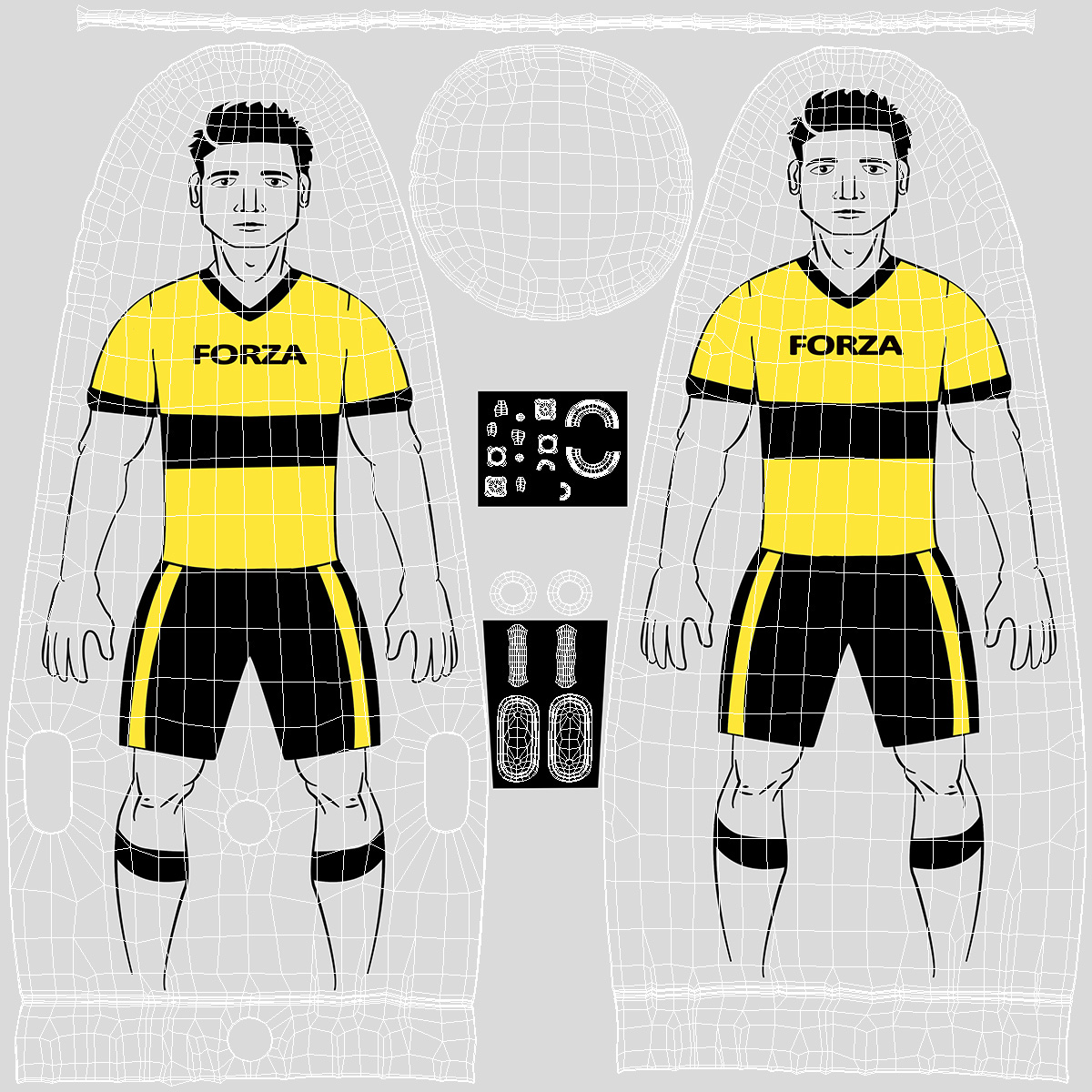 Soccer Dummy for Training Senior Yellow T-shirt 3D