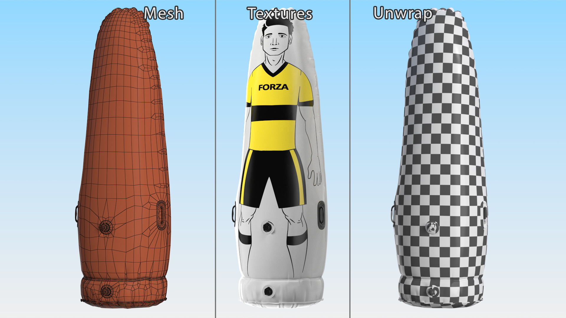 Soccer Dummy for Training Senior Yellow T-shirt 3D
