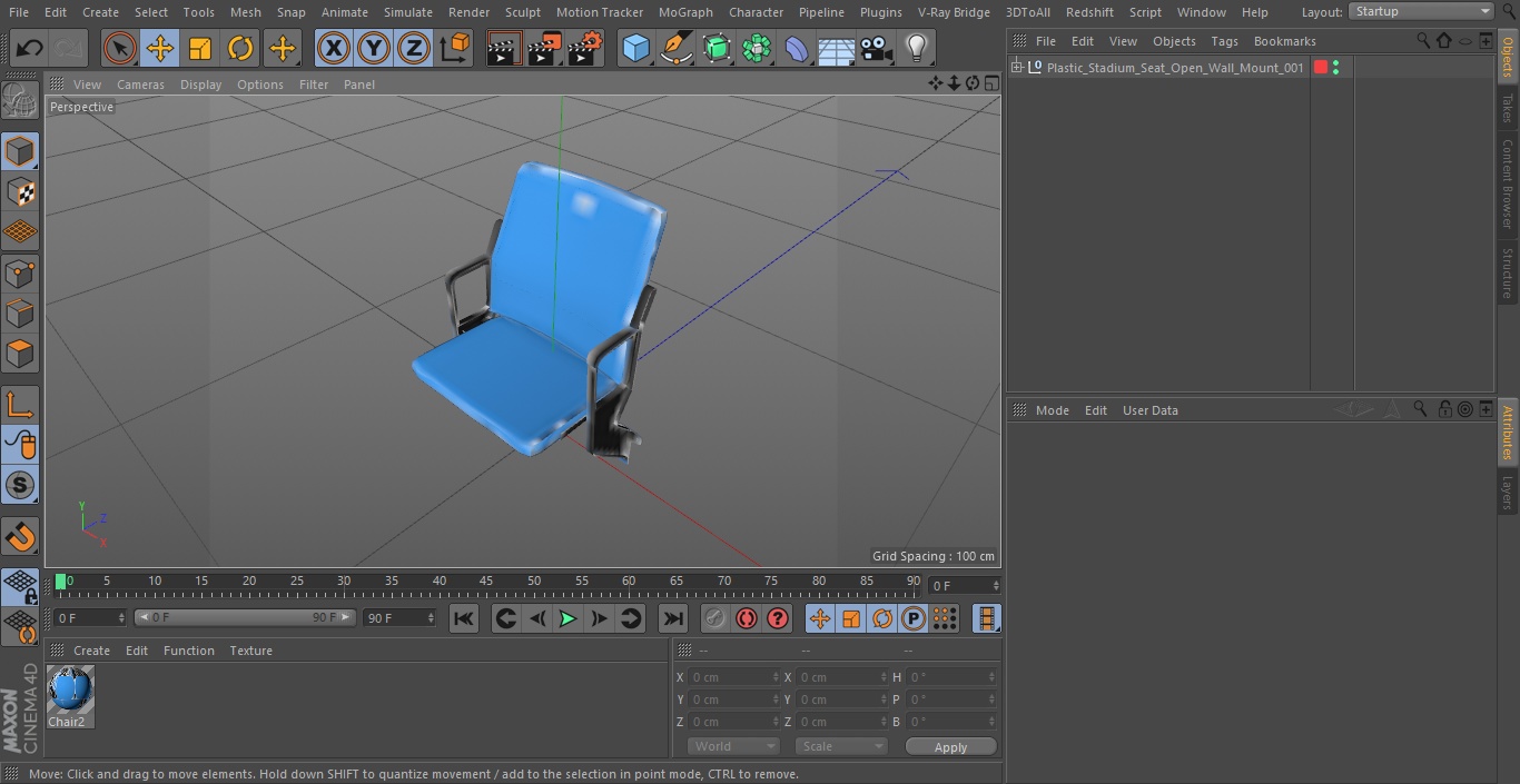 3D Plastic Stadium Seat Open Wall Mount