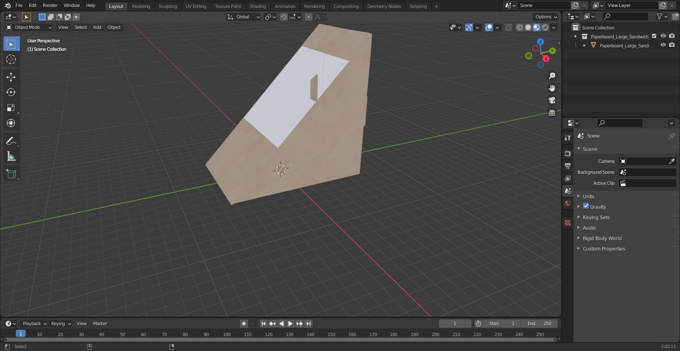 Paperboard Large Sandwich Box 3D model