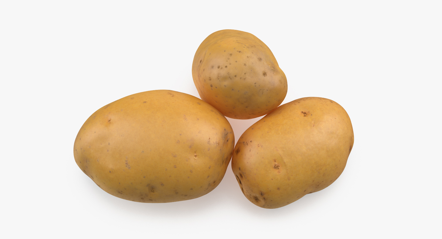 3D Raw Potatoes Set