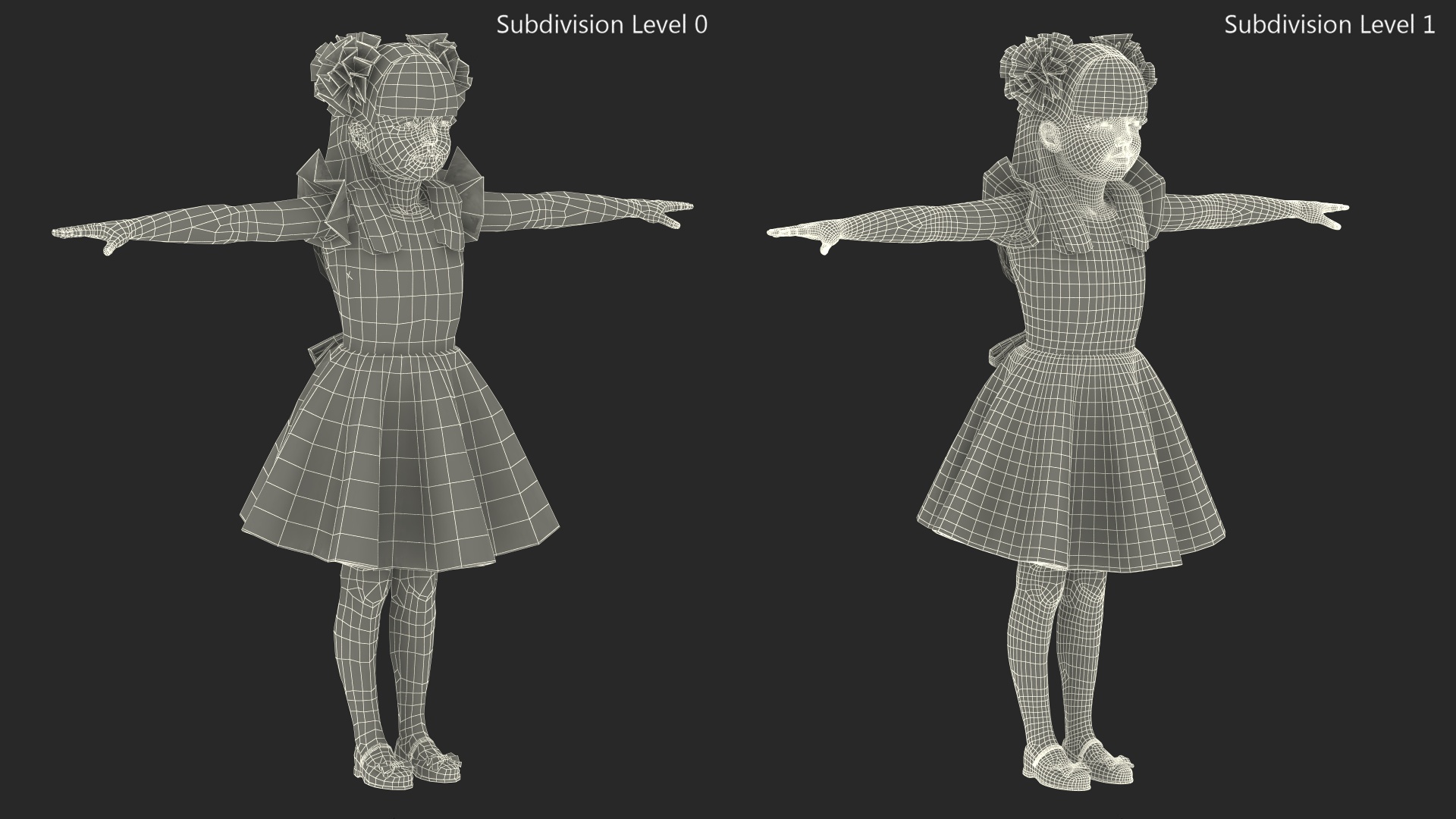 Little Girl Beautiful Dress T-Pose 3D model