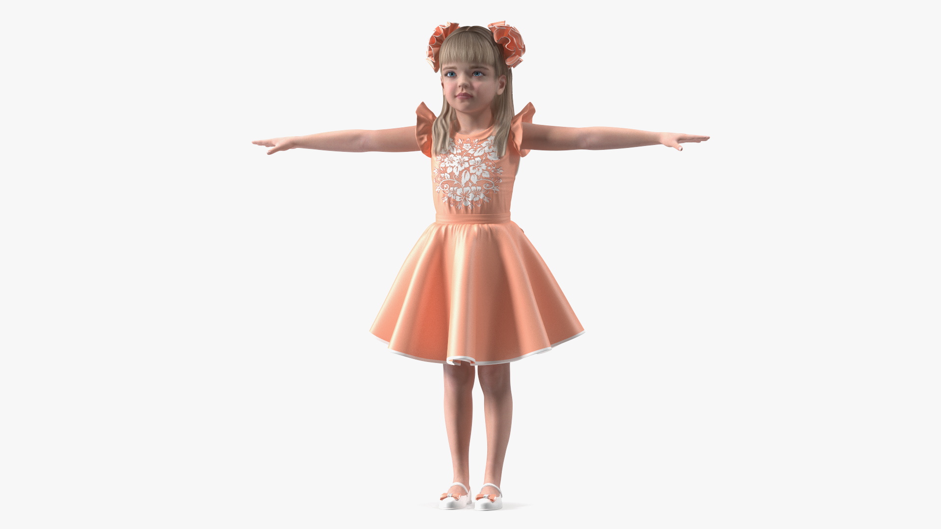 Little Girl Beautiful Dress T-Pose 3D model
