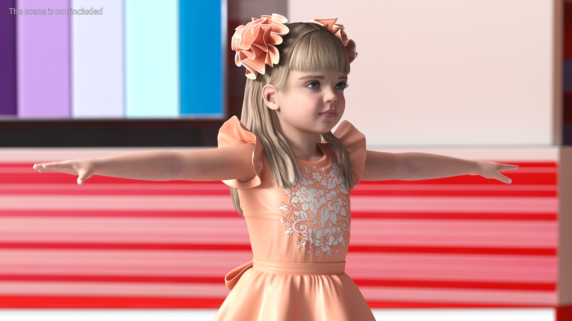Little Girl Beautiful Dress T-Pose 3D model