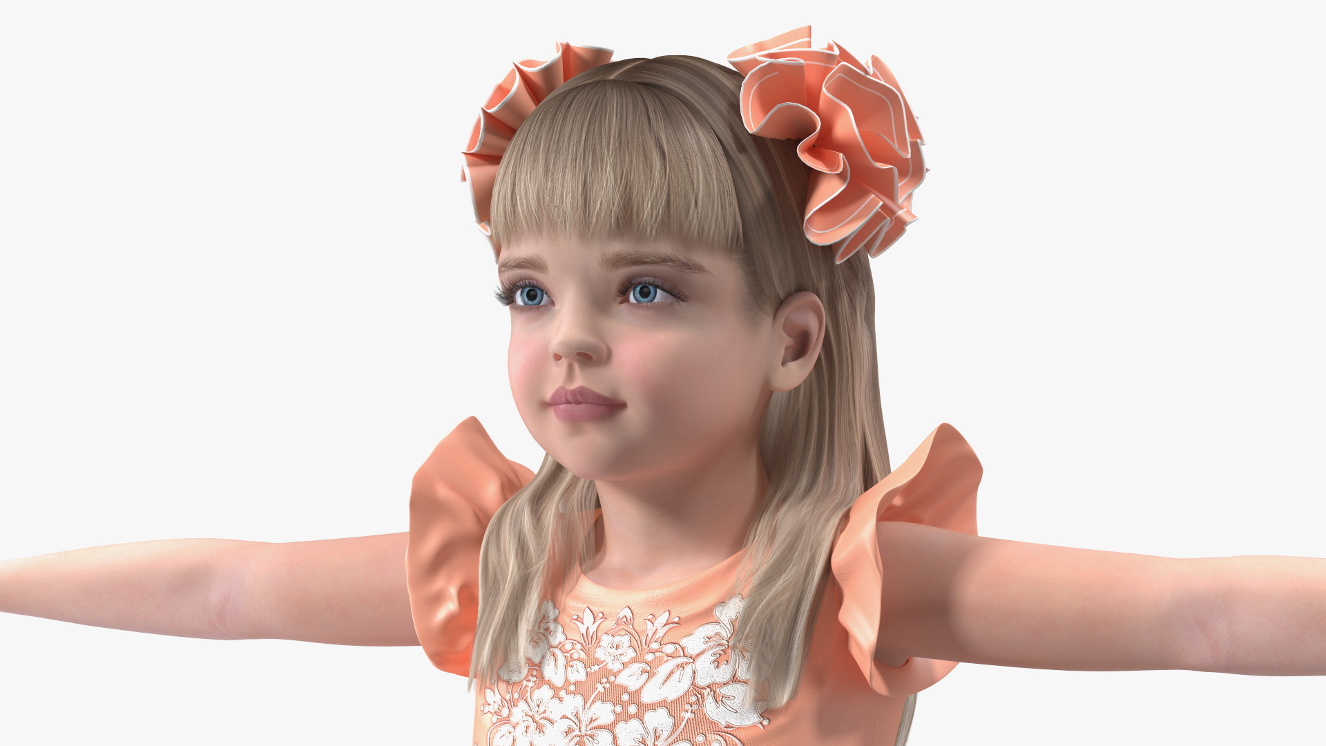 Little Girl Beautiful Dress T-Pose 3D model