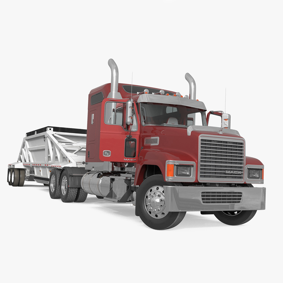 3D Mack CHU613 Truck with Manac Belly Dump Trailer Rigged for Cinema 4D model
