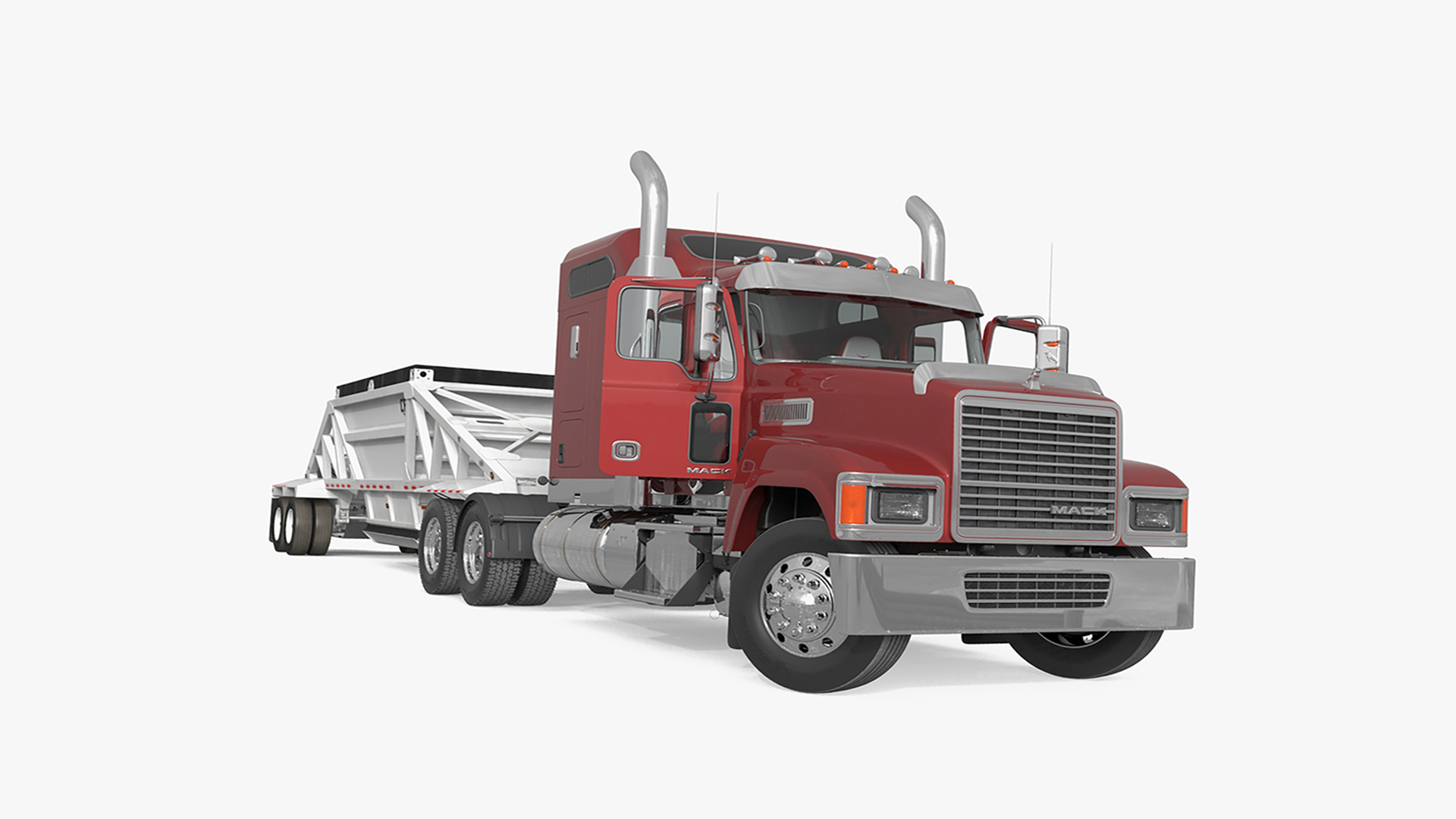 3D Mack CHU613 Truck with Manac Belly Dump Trailer Rigged for Cinema 4D model
