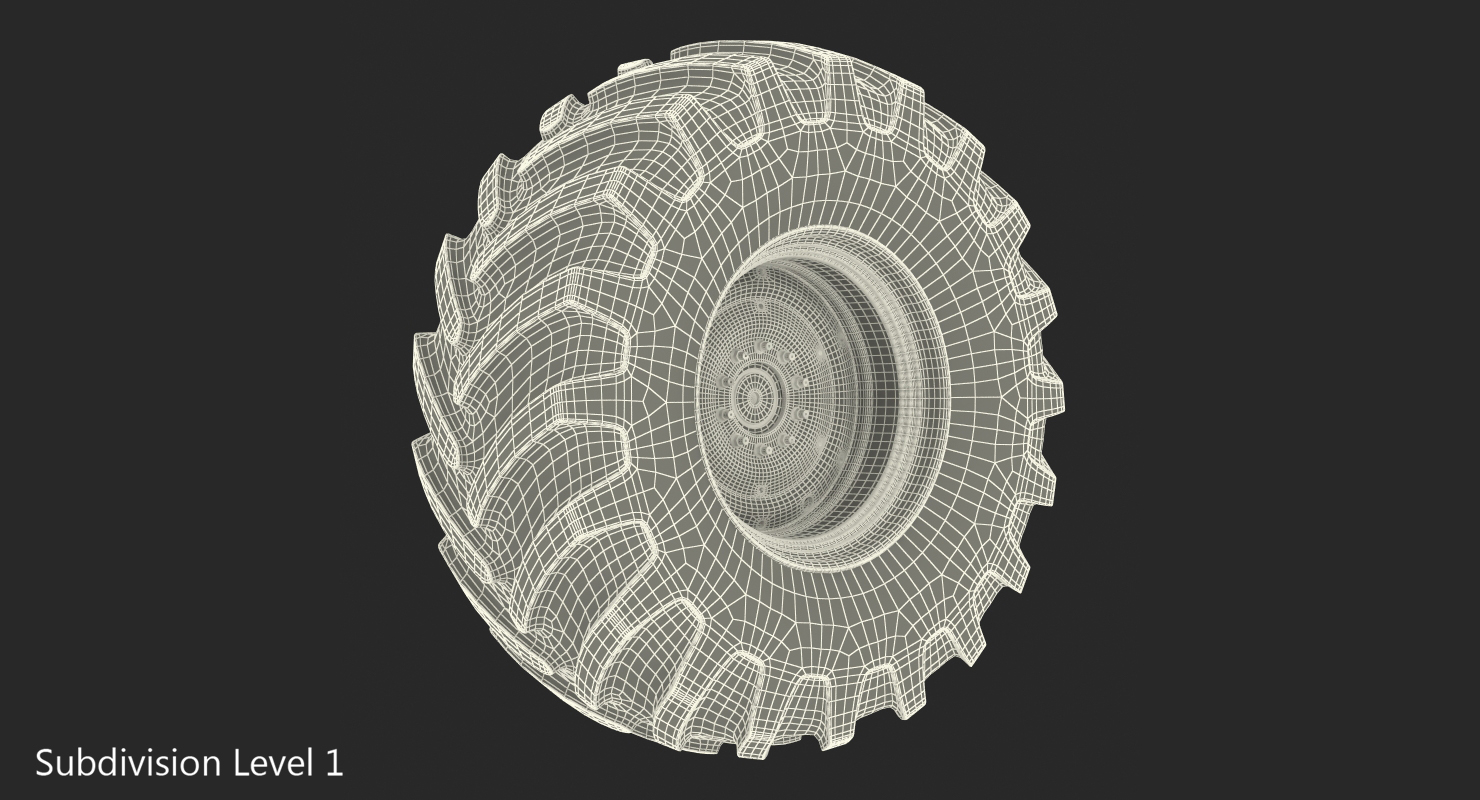 3D Tractor Big Dirty Wheel model