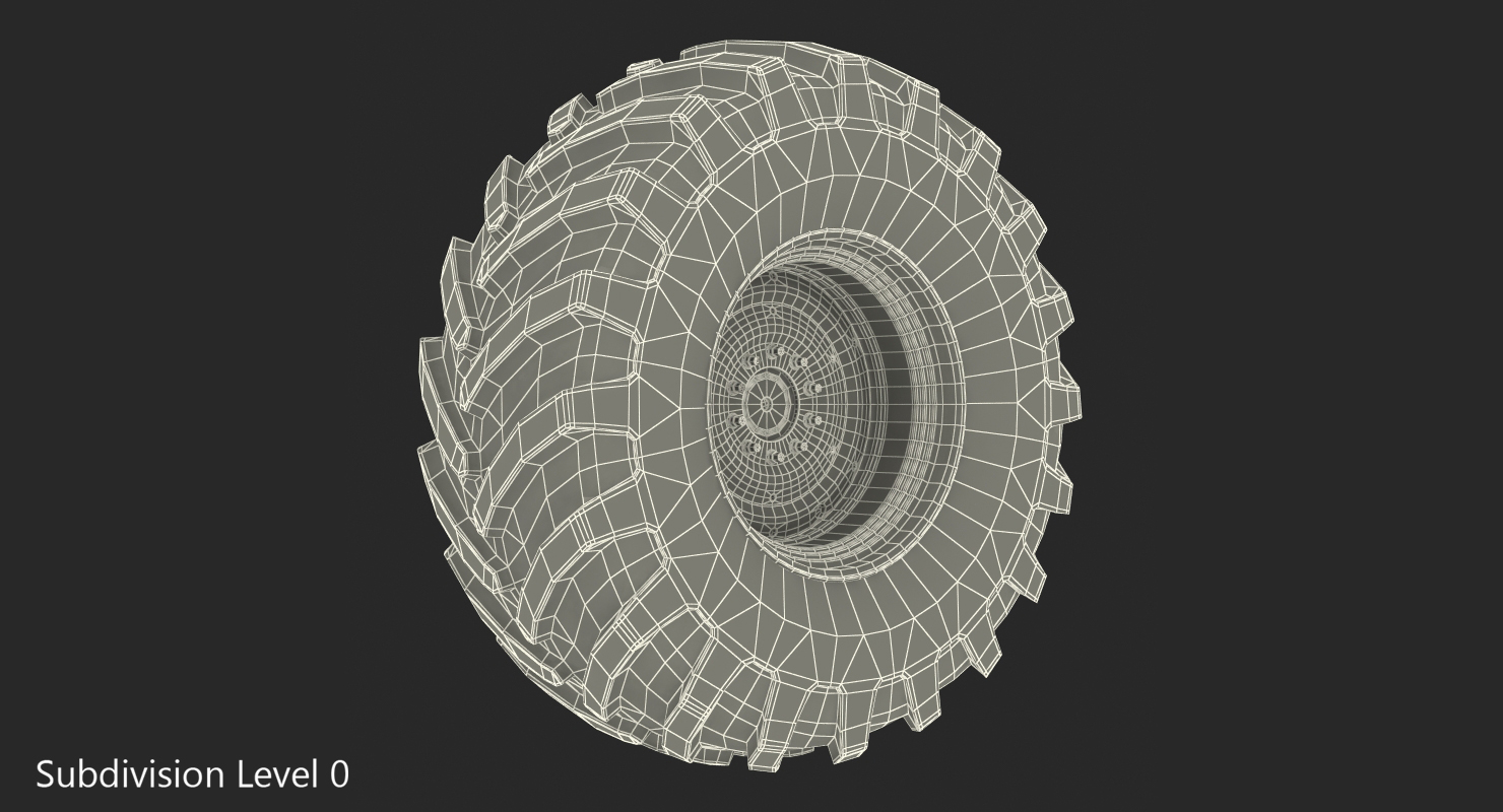 3D Tractor Big Dirty Wheel model
