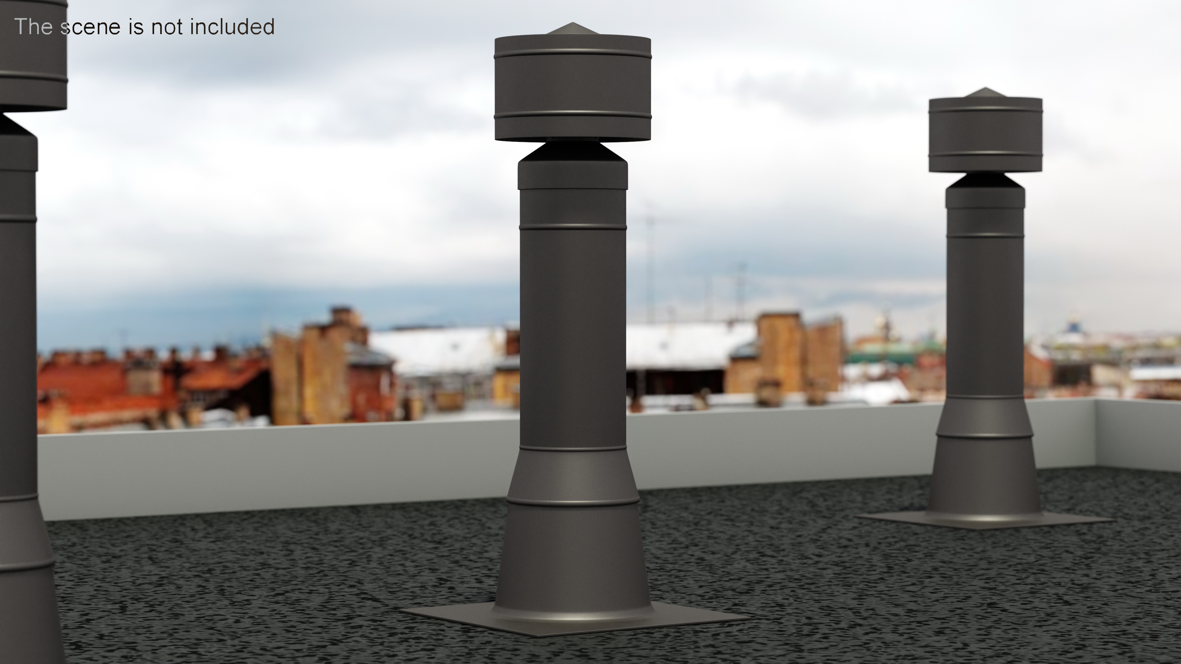 Wood Burning Chimney Black Metal 3D