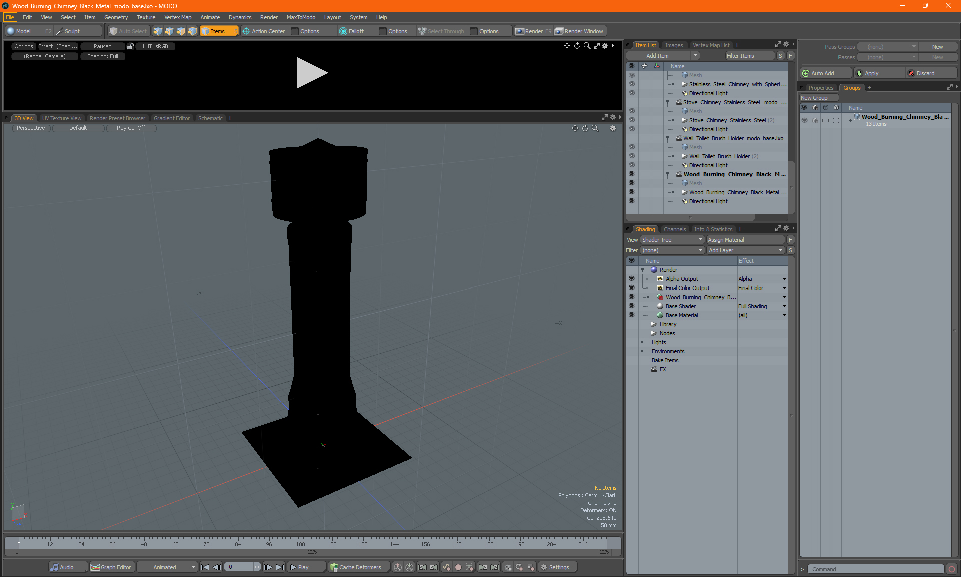 Wood Burning Chimney Black Metal 3D