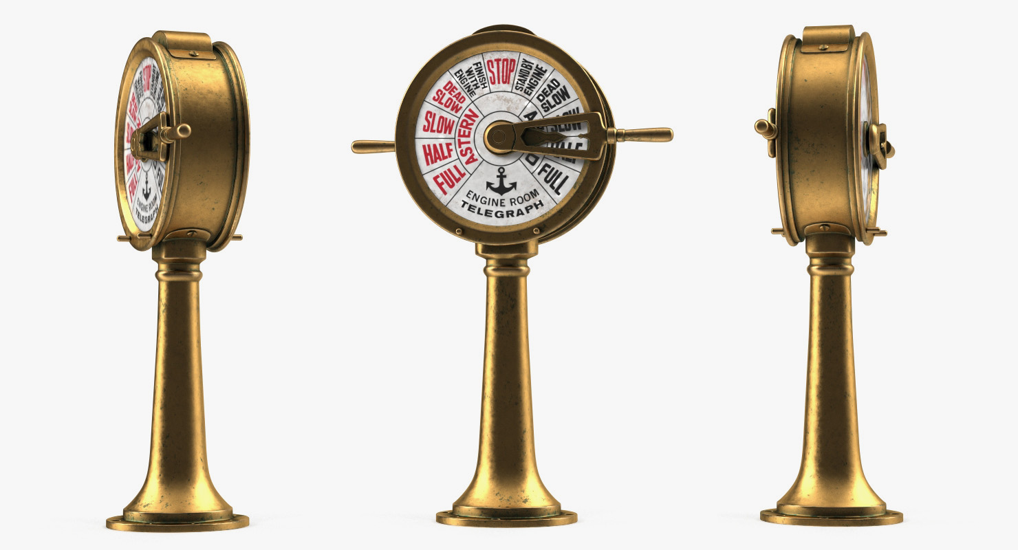3D model Vintage Brass Engine Room Telegraph
