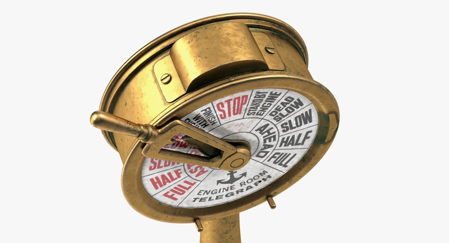 3D model Vintage Brass Engine Room Telegraph