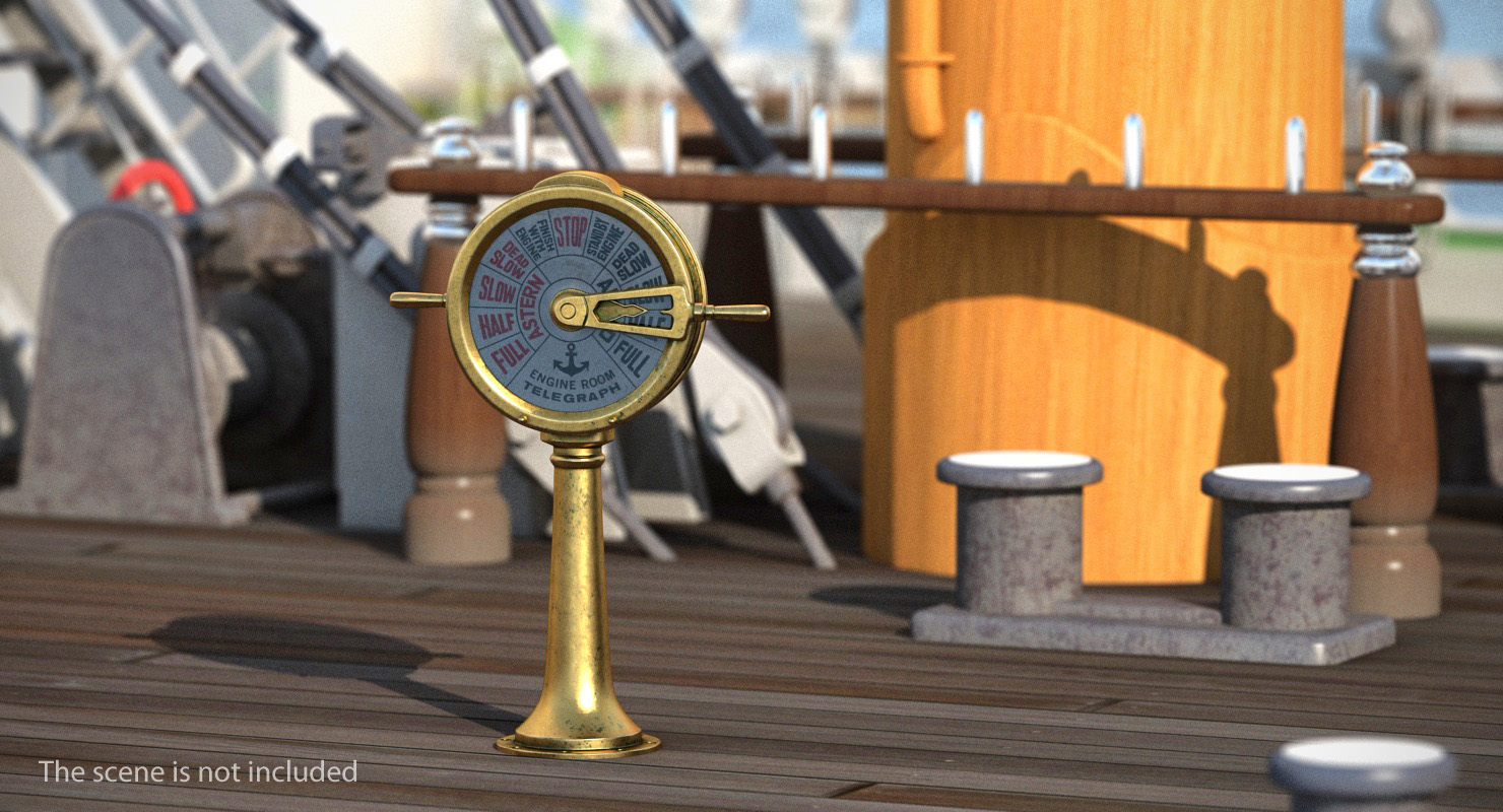 3D model Vintage Brass Engine Room Telegraph