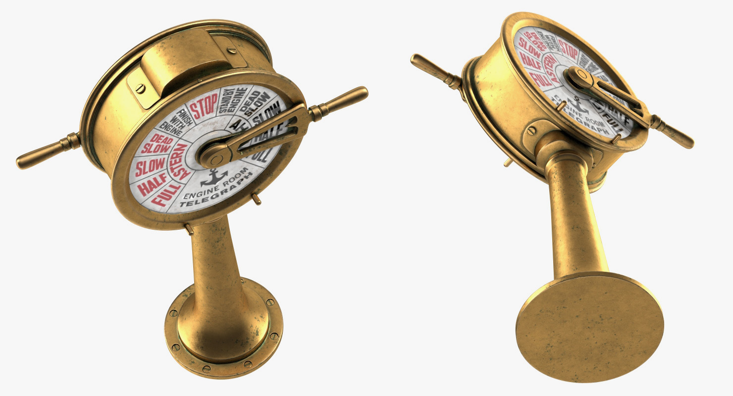 3D model Vintage Brass Engine Room Telegraph