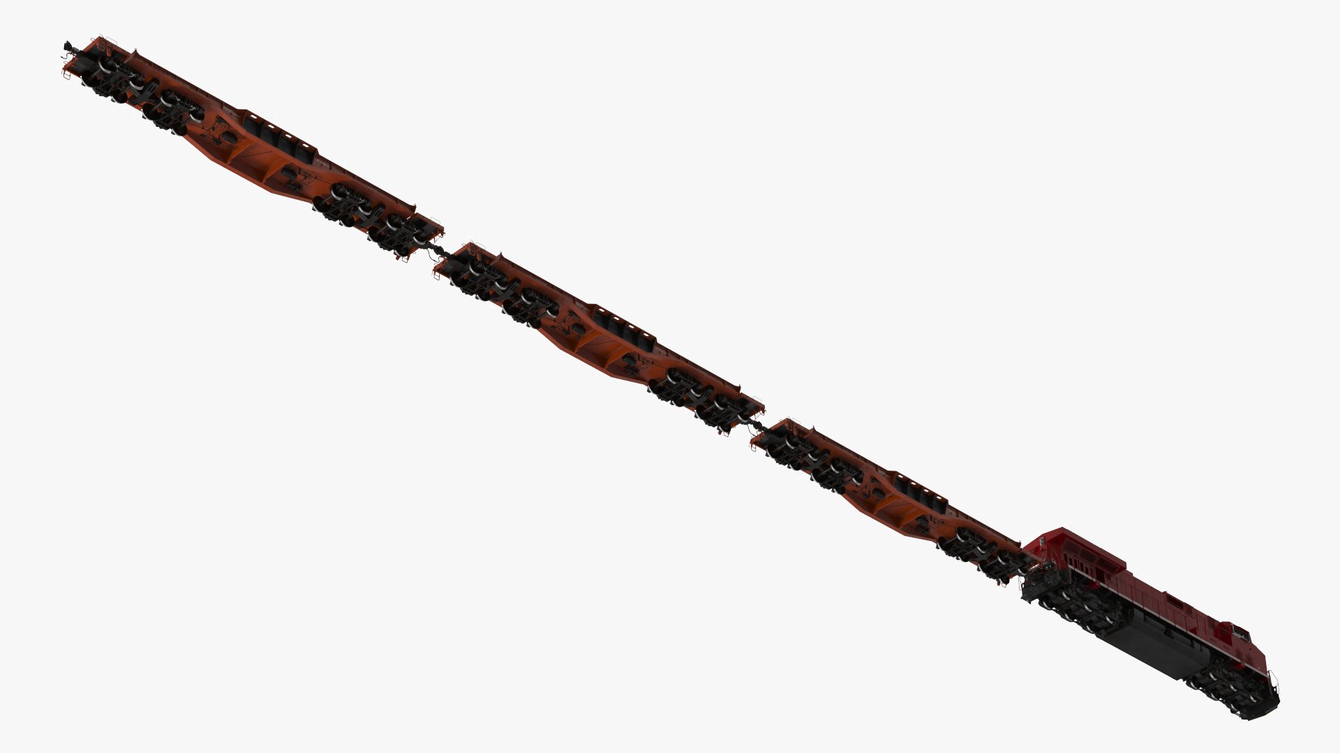 3D Canadian Locomotive with Flatcars model