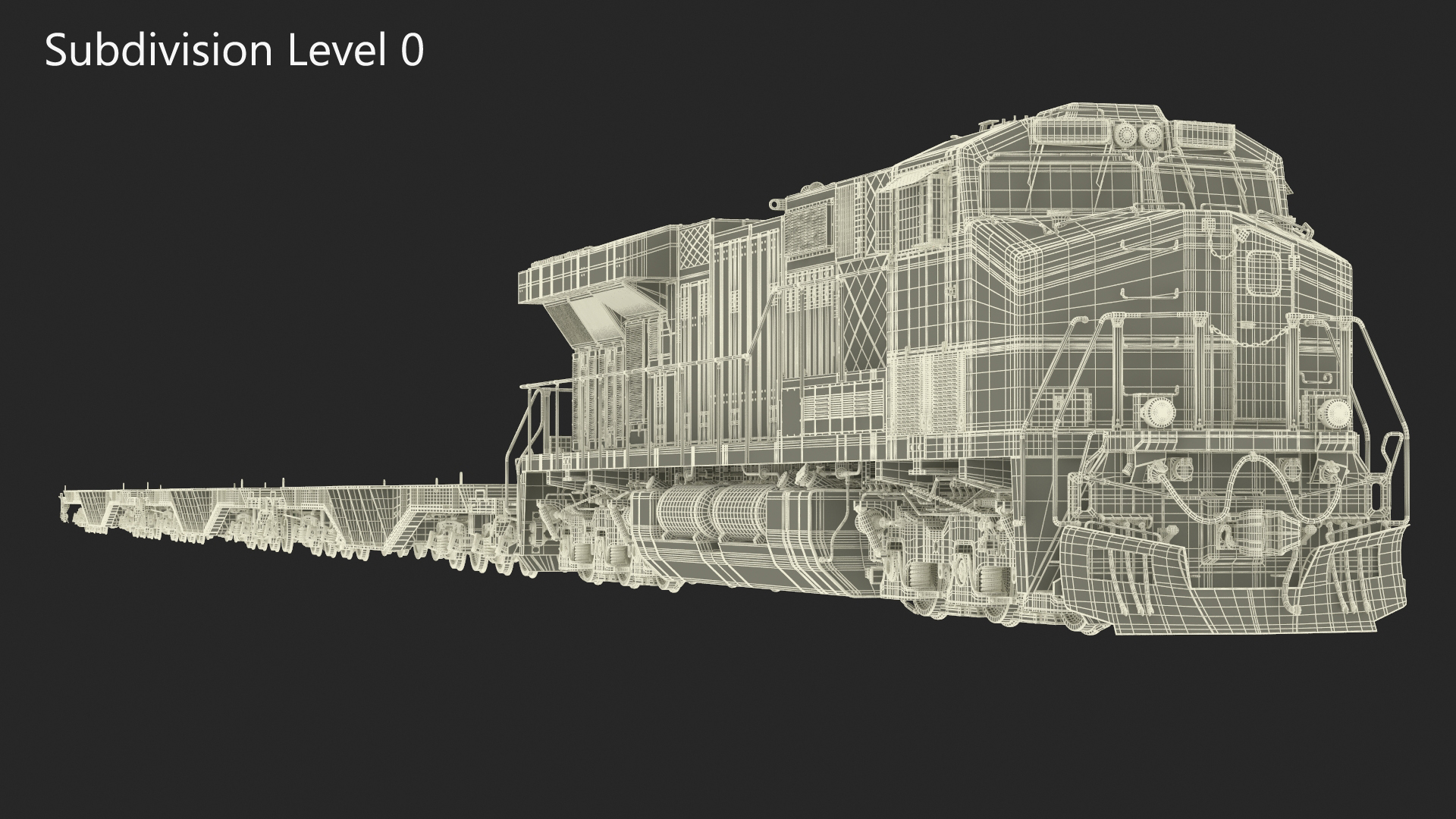 3D Canadian Locomotive with Flatcars model