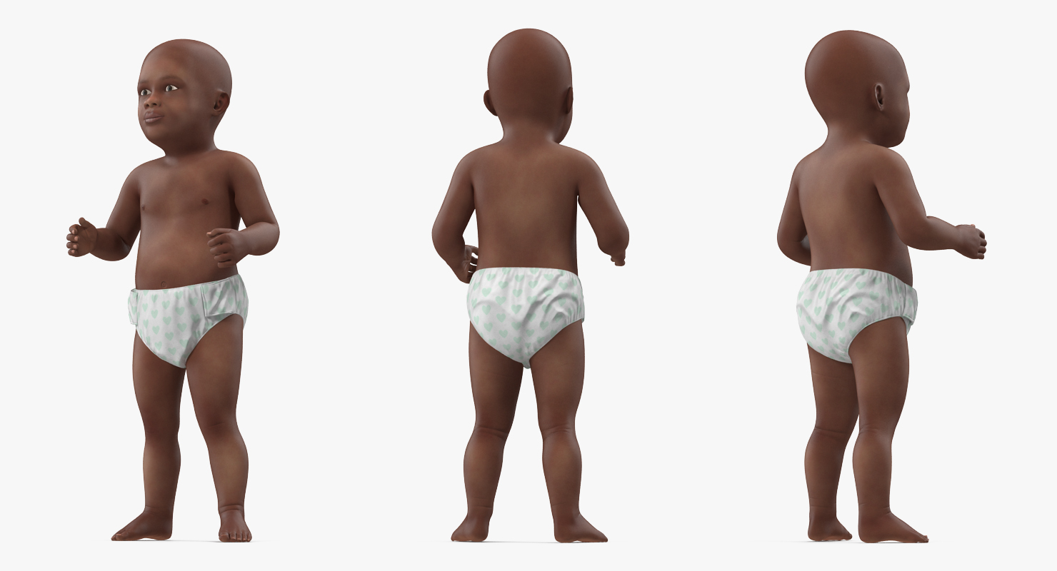 3D model African American Baby Standing