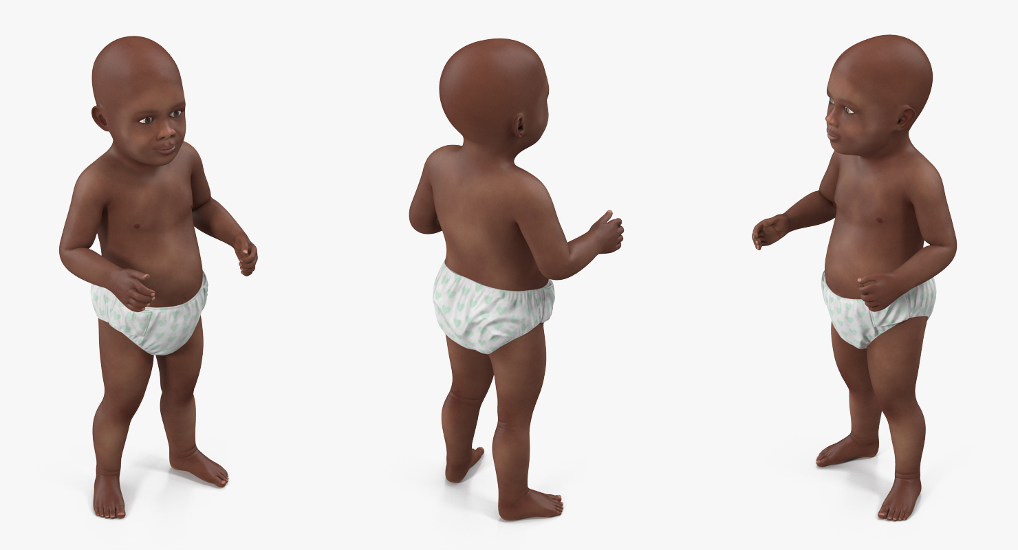 3D model African American Baby Standing