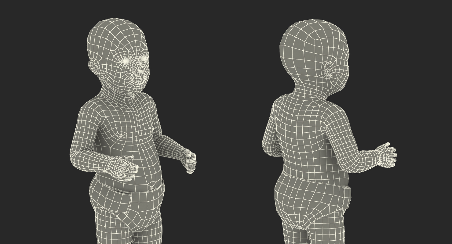 3D model African American Baby Standing