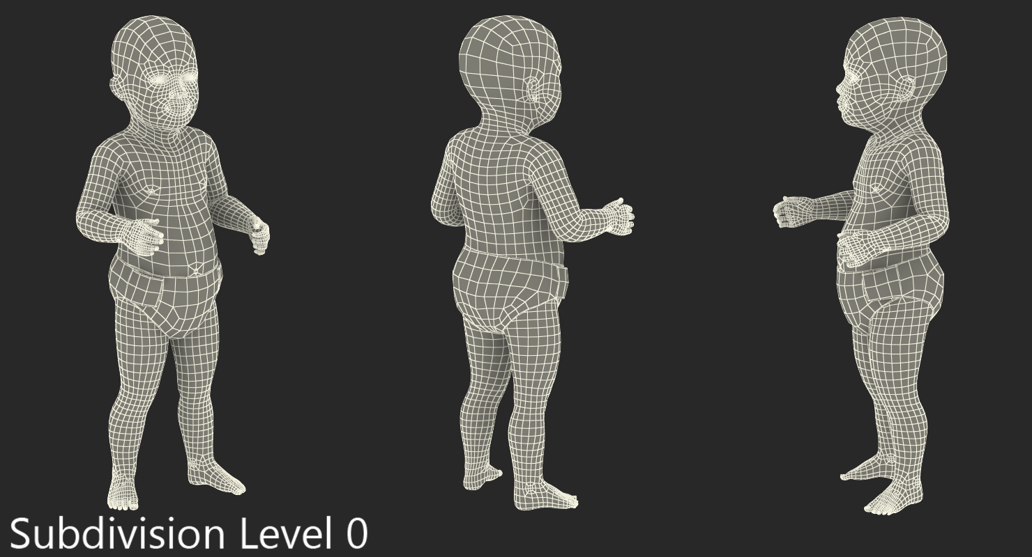 3D model African American Baby Standing