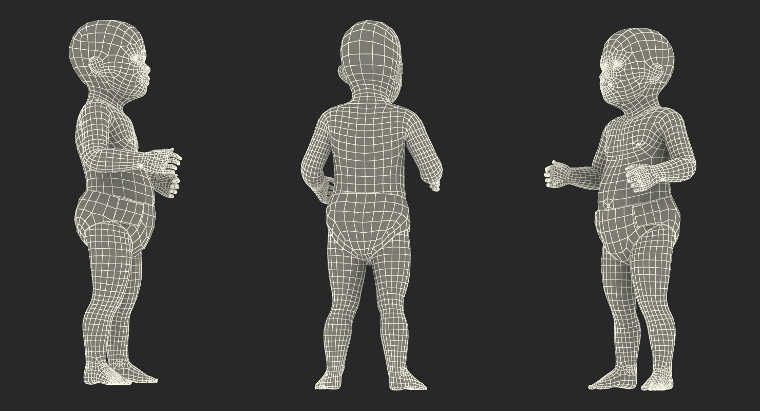 3D model African American Baby Standing