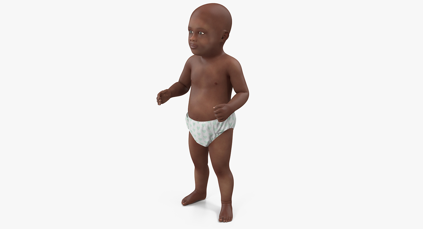 3D model African American Baby Standing