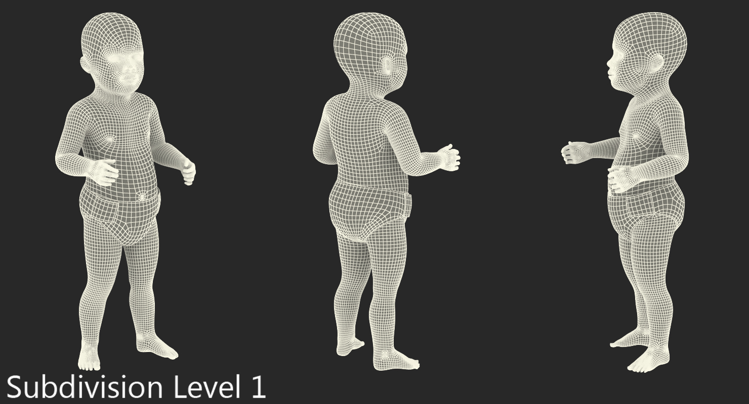 3D model African American Baby Standing