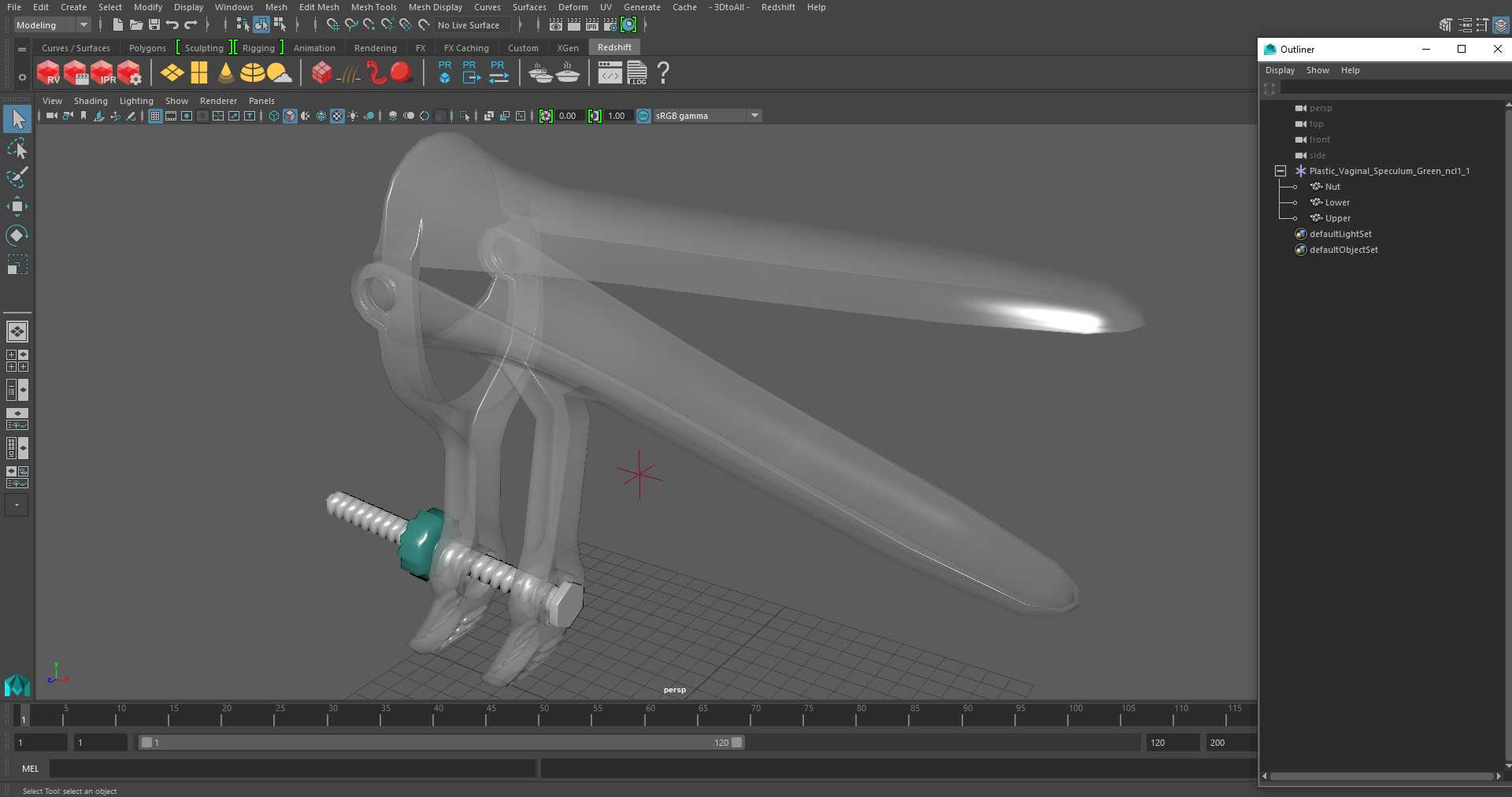 3D model Plastic Vaginal Speculum Green