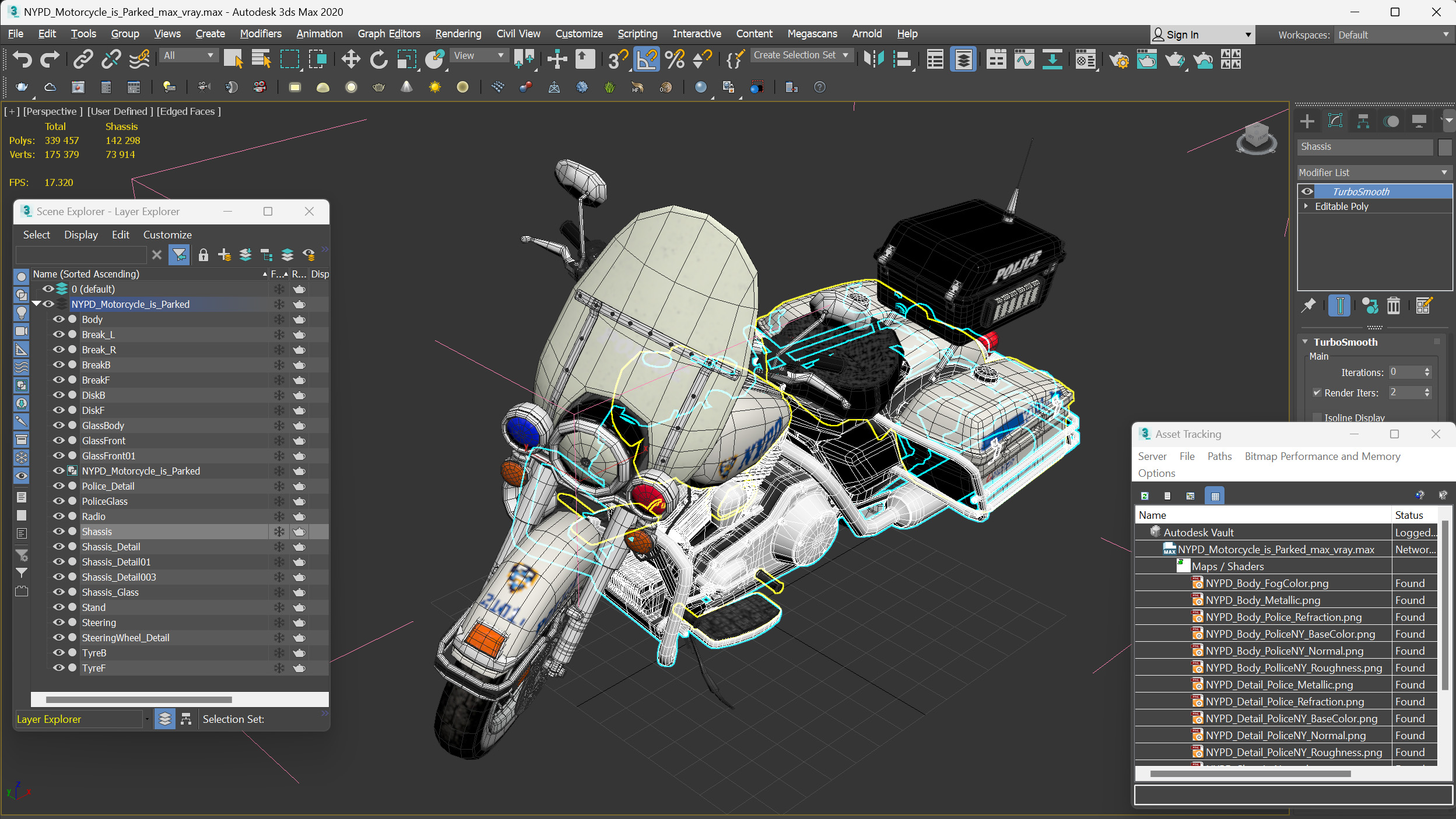 3D model NYPD Motorcycle is Parked