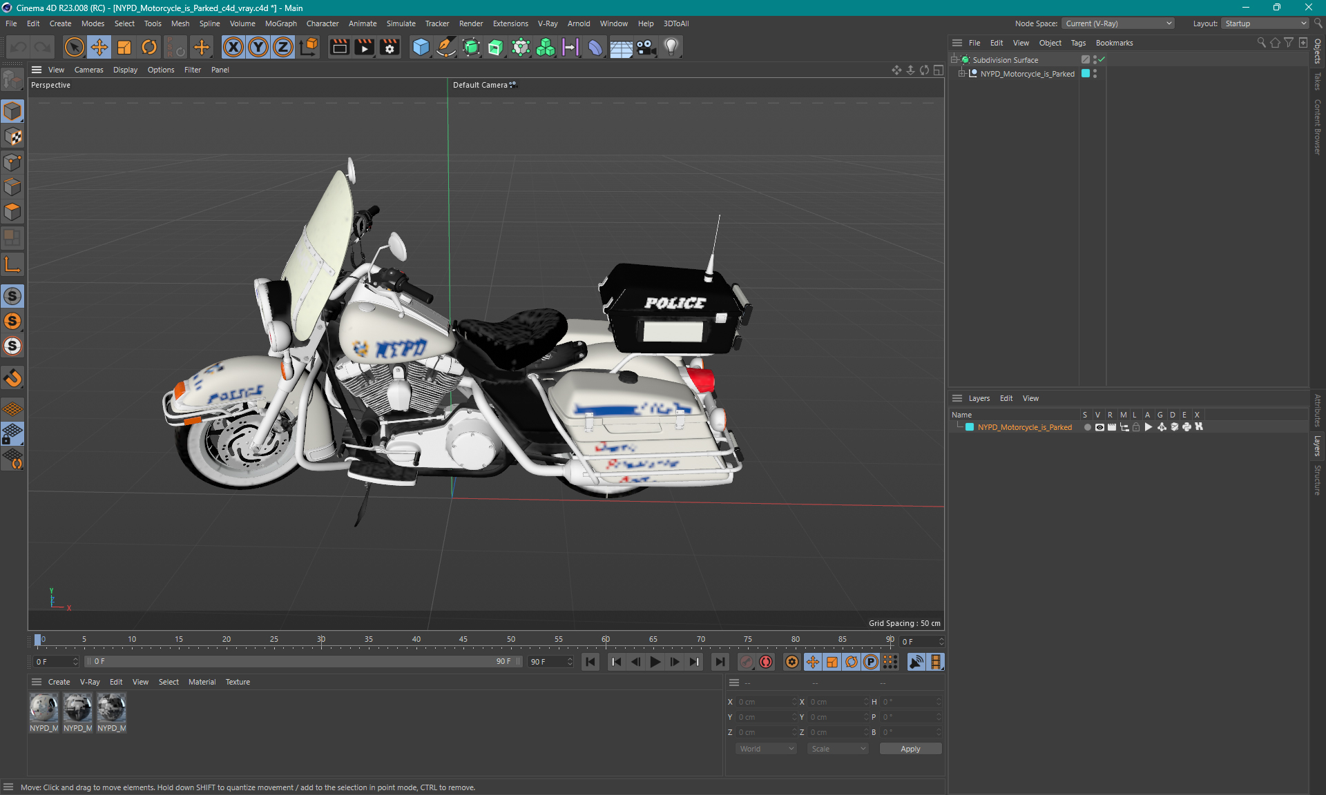 3D model NYPD Motorcycle is Parked