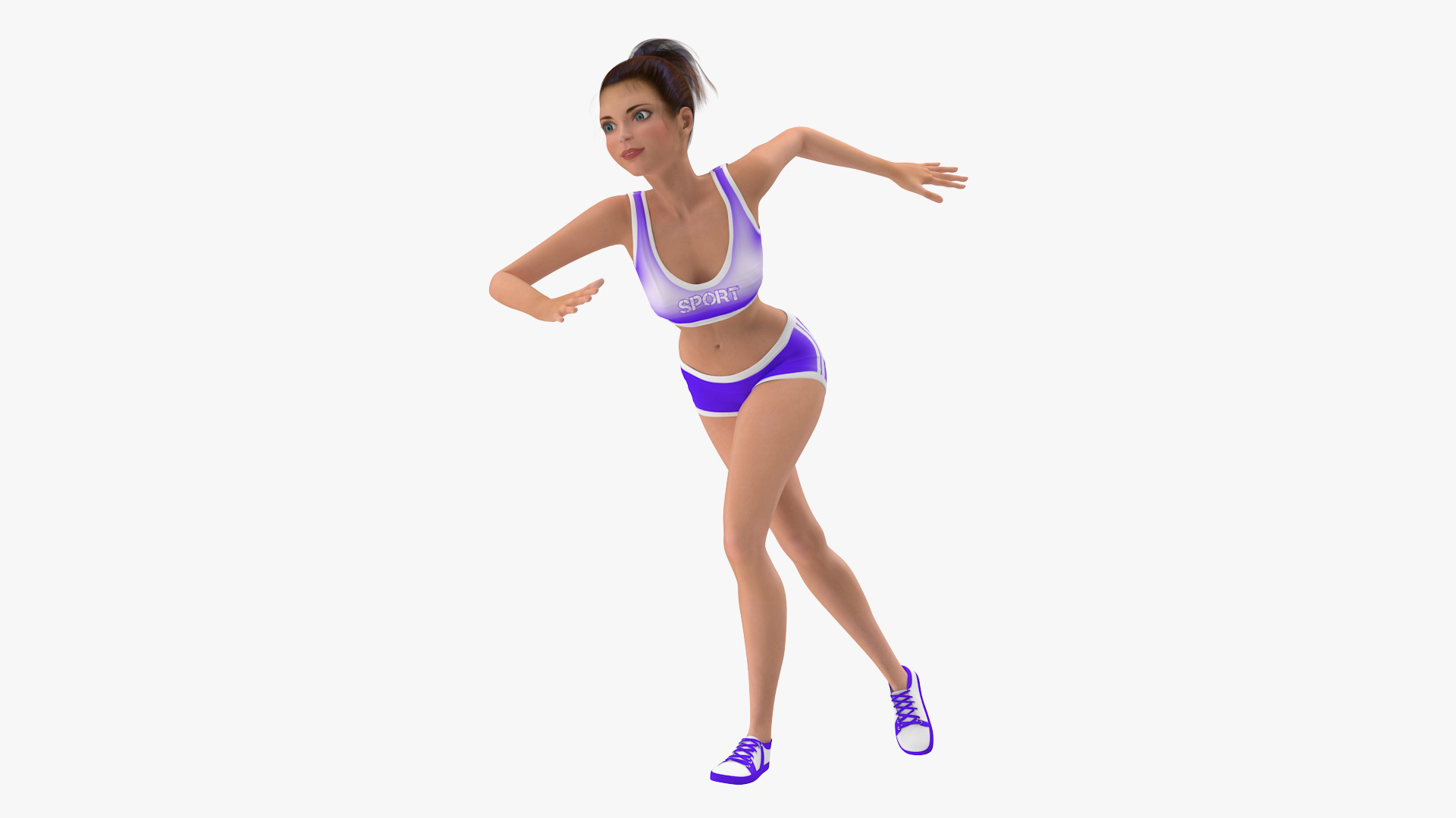 3D Cartoon Young Girl Sportive Clothes Rigged for Cinema 4D