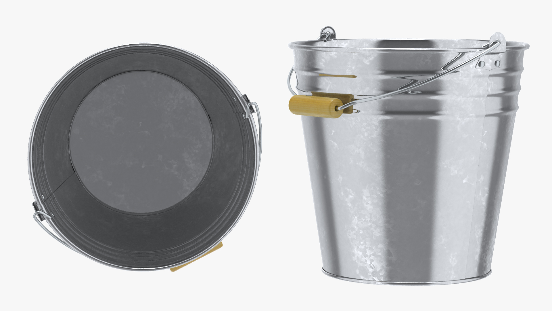 3D Galvanized Metal Bucket model