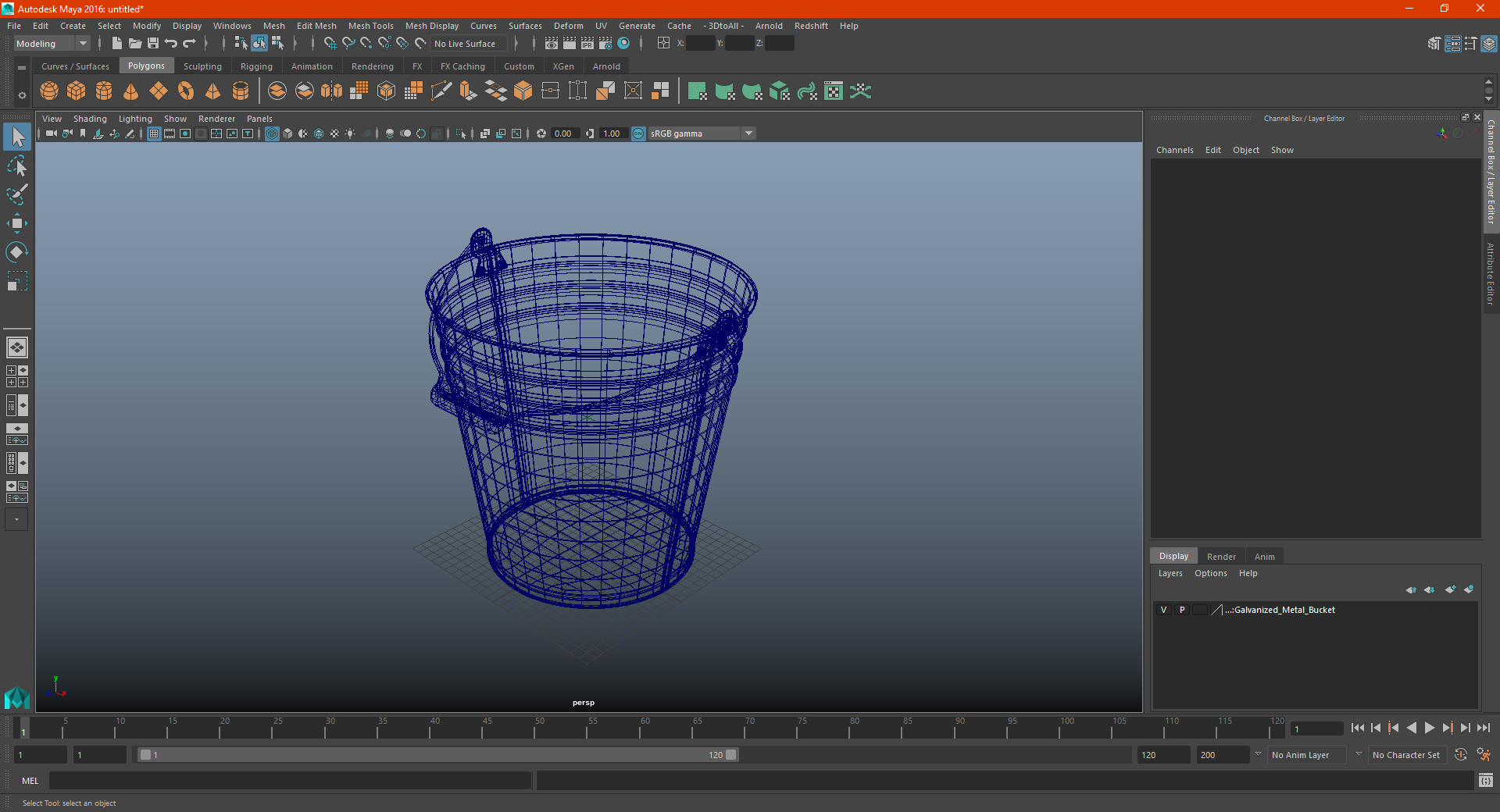 3D Galvanized Metal Bucket model