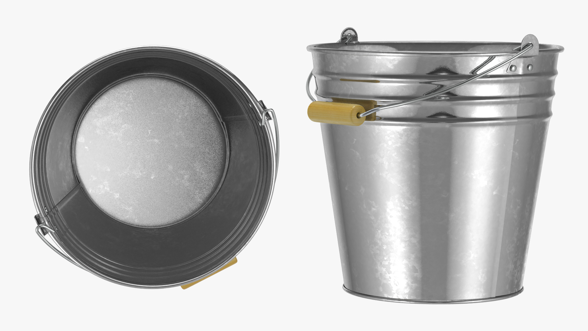 3D Galvanized Metal Bucket model