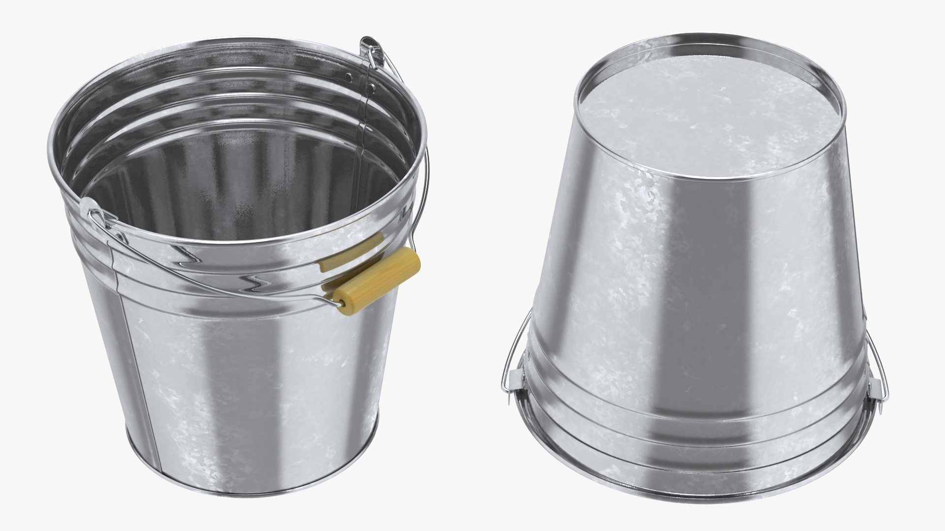 3D Galvanized Metal Bucket model